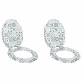 Soft-Close Toilet Seat 2 pcs Blue and White Porcelain MDF board 3414540