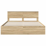 Bed Frame Sonoma Oak 200 x 200 cm Engineered Wood 3408636
