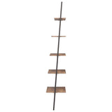 5-Tier Leaning Shelf Dark Brown and Black 64x34x185,5 cm 336377