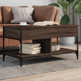 ZNTS Coffee Table Brown Oak 100x50x50 cm Engineered Wood and Metal 845370