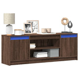 TV Cabinet with LED Brown Oak 139.5x34x50 cm Engineered Wood 852200