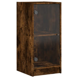 Side Cabinet with Glass Doors Smoked Oak 35x37x75.5 cm 836403