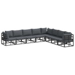 Garden Sofa Set with Cushion Black Aluminium 3378874