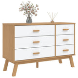 Drawer Cabinet OLDEN White and Brown Solid Wood Pine 358593