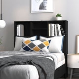 Headboard Cabinet Black Engineered Wood 100x19x103.5 cm 811845