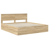Bed Frame Sonoma Oak 200 x 200 cm Engineered Wood 3408636