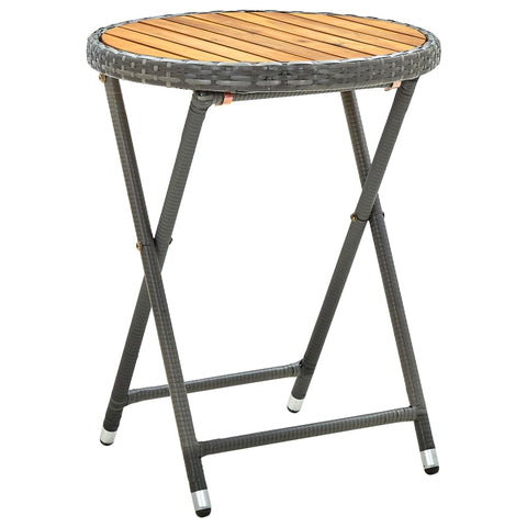 Tea Table Grey 60 cm Poly Rattan and Solid Acacia Wood 316510