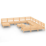 13 Piece Garden Lounge Set Solid Wood Pine 3083329