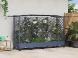 Raised Bed with Trellis and Roof Grey 203.5 x 40 x 129 cm PP 3423154