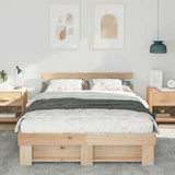 Bed Frame with Headboard Brown 150 x 200 cm Solid Pine Wood 872479