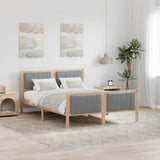 Bed frame Brown and light grey 135 x 190 cm Solid pine wood 878479