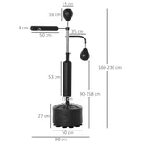 4-in-1 Boxing Punching Bag, Freestanding with 2 Speed Bals, 360&deg Reflex Bar, 160-230cm Adjustable T3398P349209