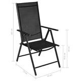 Dining Set Silver and Black Powder-coated aluminium, textilene, glass 3070636