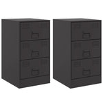 ZNTS Bedside Cabinets 2pcs Black 34.5x39x62 cm Steel 841776