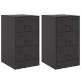 ZNTS Bedside Cabinets 2pcs Black 34.5x39x62 cm Steel 841776