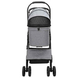 Folding Pet Stroller Adjustable Grey 81 x 47 x 99 cm Polyester 42012436