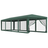 Party Tent with 10 Mesh Sidewalls Green 3x12 m HDPE 319248