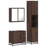 3 Piece Bathroom Furniture Set Brown Oak Engineered Wood 3301079