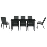 Garden Dining Set 9 pcs Black Powder-coated Steel 3379120