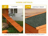 Two-Tier Rabbit Hutch with Run, Ramp, Slide-Out Tray, for Garden - Orange T3398P350012