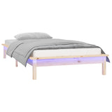 LED Bed Frame without Mattress 75x190 cm Small Single Small Single Solid Wood 820631