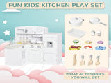 Kids Play Kitchen Wooden Toy Kitchen Cooking Set for Children with Drinking Fountain, Microwave, and T3398P348110