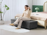 Storage Ottoman Bench, Corduroy Footstool with Removable Lid and Legs, 112cm Storage Chest Box for T3398P328265