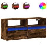 TV Wall Cabinet with LED Lights Smoked Oak 100x31x45 cm 852338
