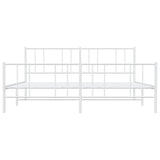 Metal Bed Frame without Mattress with Footboard White 193x203cm 352553