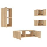 4 Piece TV Wall Cabinets with LED Lights Sonoma Oak 3216883