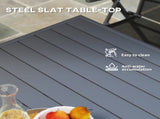 Square Garden Table with Slat Top, Steel Frame, Outdoor Table for 4 Person, 80 x 80 x 74 cm, Grey T3398P327969