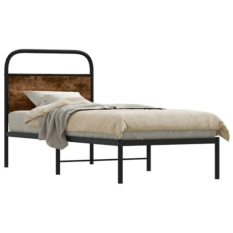 Bed Frame Without Mattress 75x190 cm Small Single Smoked Oak Engineered Wood 4100199