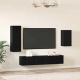TV Cabinet Set 4 pcs Black Oak Engineered Wood 3393415