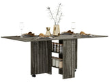 Folding Dining Table, Drop Leaf Table with 2-Tier Shelves, Rolling Casters, for Small Spaces, T3398P343160
