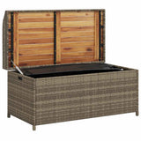 Storage Bench Grey 100x50x52 cm Poly Rattan and Acacia Wood 365950