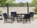 Garden Dining Set with Cushion 5 pcs Grey and Black Rattan 3380247