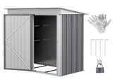 Metal Garden Shed, Outdoor Lean-to Shed for Tool Motor Bike, with Adjustable Shelf, Lock, Gloves, T3398P325316