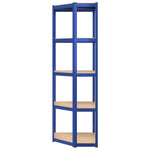 5-Layer Corner Shelf Blue Steel&Engineered Wood 152861