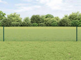 Welded Wire Fence with Posts 25 x 0.5 m Galvanised Steel Green 3336467