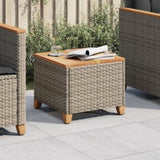 Garden Table Grey 45x45x37 cm Poly Rattan Acacia Wood 366326
