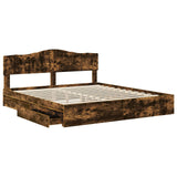 Storage Bed with Drawer Smoked Oak 180 x 200 cm Engineered Wood 3413072