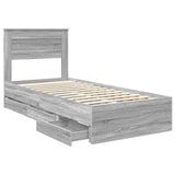 Bed Frame with Drawer Grey Sonoma 100 x 200 cm Engineer Wood 3409872