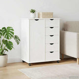 Rolling Cabinet White 63.5 x 39 x 79 cm Solid Pine Wood 42028361
