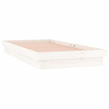 LED Bed Frame without Mattress White Single Solid Wood 820003