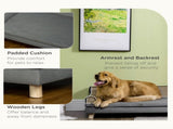 Dog Sofa, with Wooden Legs, Water-Resistant Fabric, for Medium & Large Dogs - Grey T3398P376487