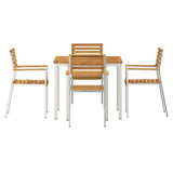 Garden Dining Set 5 pcs Solid Acacia Wood and Stainless Steel 3334774