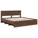 Bed Frame with Headboard Brown Oak 200 x 200 cm Engineered Wood 3408822