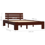 Bed Frame without Mattress Dark Brown Solid Pine Wood 140x200 cm 283175