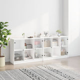 Bookcase with Doors White 204x37x75 cm Engineered Wood 3206531