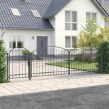 Garden Fence Gate with Arched Top Grey 500 x 100 cm Steel 42008959